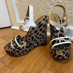 Authentic Dolce & Gabbana Leopard Print Wedges Sz 8.5
